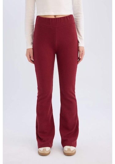 DeFacto Wide Leg Geniş Paça Esnek Belli Uzun Boy Pantolon E4387AX24WNBR248 Bordo