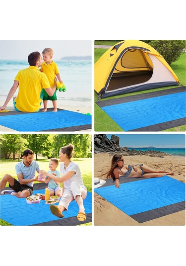 Neevoyu 210t Poliester Mavi Gradyan Piknik Döşemi - Su Ve Kum Dayanıklı, 210x200cm, Taşınabilir, Kamp Ve Plaj İçin Mavi