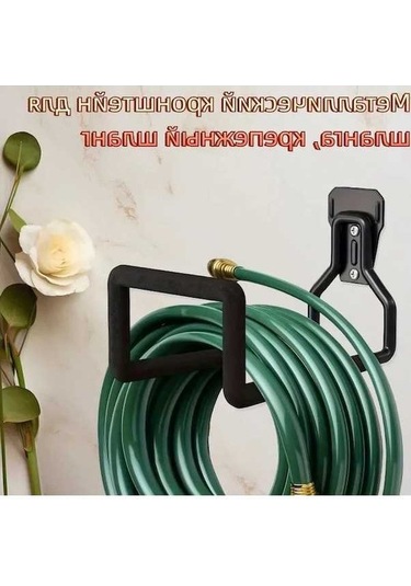 Pazly Ve Siyah Pratik Metal Hortum Askısı - Dayanıklı Bahçe Ve Garaj Düzeni - Kp Siyah