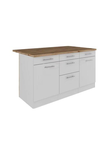 Aietes Mutfak Adası Alt Modül 150 Cm Beyaz -tezgah Dahil Beyaz