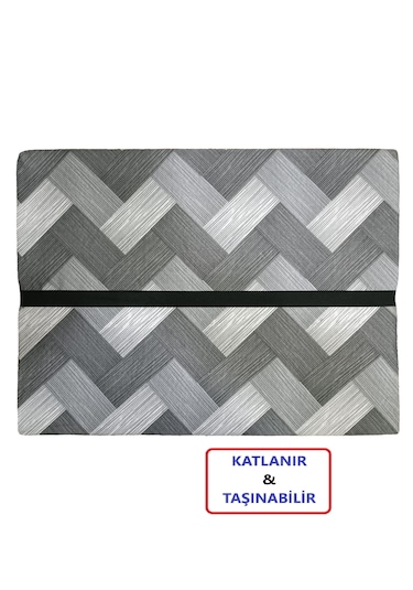 Katlanır Yer Yatağı Tek Kişilik Sünger Katlanır Yatak 80x180 Cm 8 Cm Gri Kalın Sünger Gri Gri