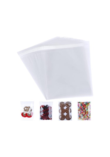 100 Adet 8x12 Kendinden Yapışkanlı Açılıp Kapanabilir Şeker Kurabiye Şeffaf Plastik Poşet Torba