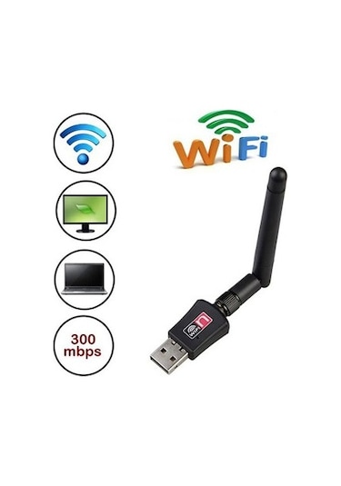 Wi-Fi USB Adaptör Wireles Alıcı 2.4 Ghz 300Mbps Laptop Pc Bilgisayar