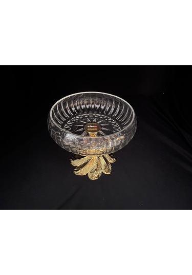 Aless Glass Luna Tüy Ayak Altın El Yapımı Cam Kase Sunumluk