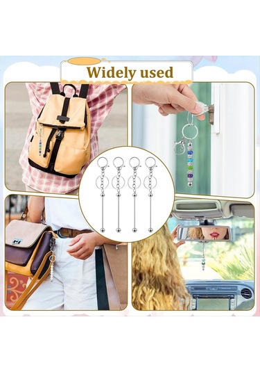 Gatherco 20 Adet Boncuklu Anahtarlık Çubuğu, Metal Boncuklu Anahtarlık Çubuğu, Boncuklu Anahtarlık Yapımı İçin Boş Kendin Yap Anahtarlıklar