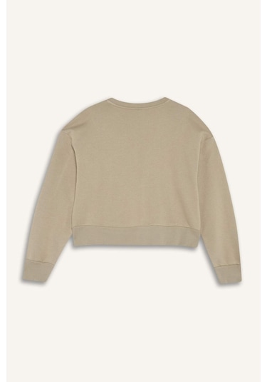 Defacto Boxy Fit Bisiklet Yaka Basic Düz Sweatshirt B8568ax25aukh475 Haki