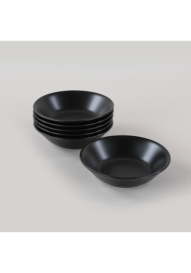 Mat Siyah Hitit Yemek Tabağı 18 Cm 6 Adet Siyah