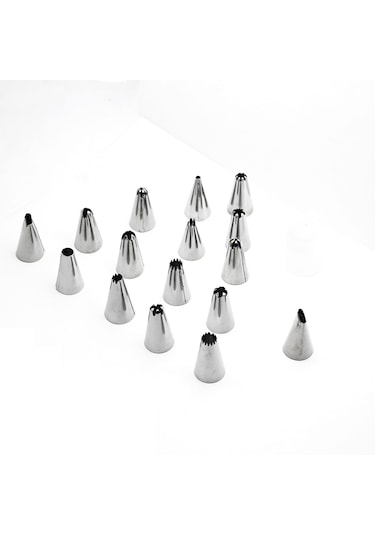 Krema Pompası 18'li Krema Sıkma Torbası 16 Çelik Uç Beyaz