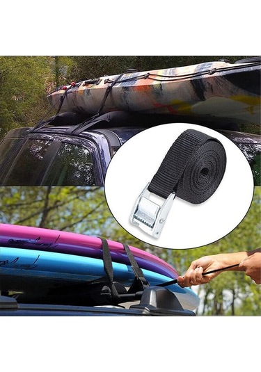 Pazly 6 Adet Çelik Kancalı Sıkma Kayışı - 2.5m X 2.5cm - 150kg Yük Kapasiteli