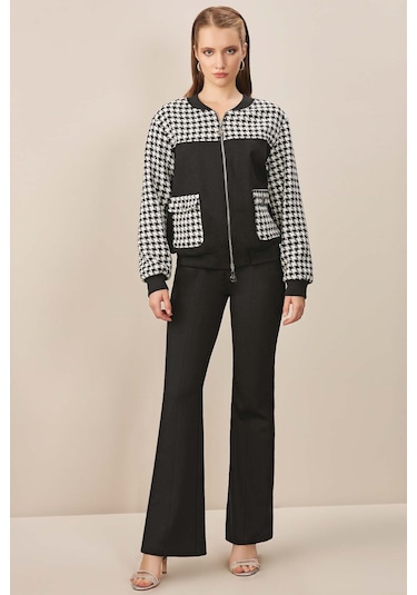 Düşük Kol Siyah Tüvit Mont Siyah