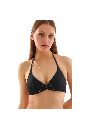 Queen Silver Jewelry 925 Ayar Gümüş, Zirkon Taşlı, X Model Vücut Zinciri Altın