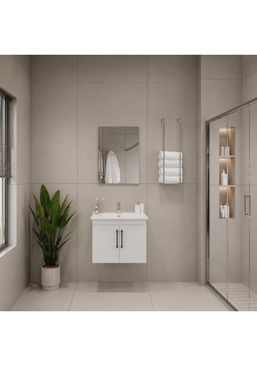 Creavit D20 Banyo Dolabı Seti Çekmeceli 80 Cm Beyaz