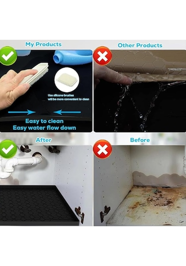 Xurunkeji Mutfak İçin Lavabo Altı Matı, Silikon Su Geçirmez Astar, Drenaj Delikli Esnek Düzenleyici Tepsi, Kolay Temizlenir 28x19 , B Siyah Xurunkeji Mutfak İçin Lavabo Altı Matı, Silikon Su Geçirmez Astar, Drenaj Delikli Esnek Düzenleyici Tepsi, Kolay Temizlenir 28x19 , B Siyah