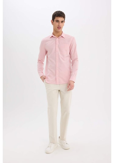 DeFacto Modern Fit Polo Yaka Basic Düz Uzun Kollu Gömlek E5045AX25SMRD92 DeFacto Modern Fit Polo Yaka Basic Düz Uzun Kollu Gömlek E5045AX25SMRD92
