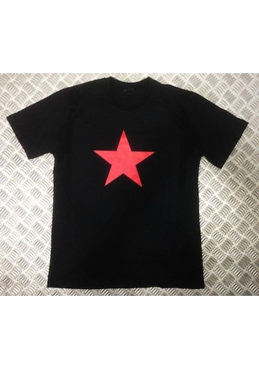 Kızıl Yıldız Baskılı T-shirt SIYAH