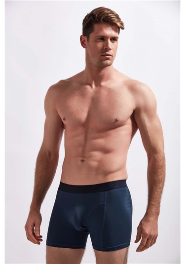 Josejuan 3'Lü Erkek Boxer Koton Likralı Bel Yazılı Lastik 1003-Gri Melanj - Bordo - Indigo