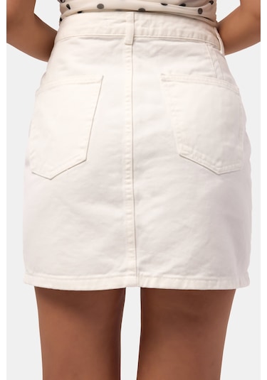 Itsbasic Kadın Kırık Beyaz 7s6-101 Straight Mini Denim Etek