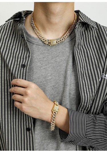 Relaxed Kişiselleştirilmiş Eşkenar Dörtgen Alaşımlı Çok Satan Aksesuarlarla Erkekler Ve İçin Doğrusal Hip-hop Çelik Kolye 57054774 Altın