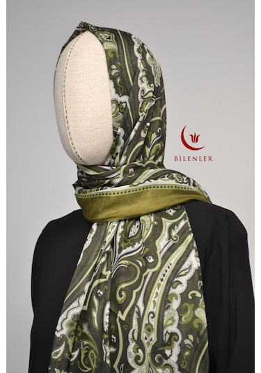 Etnik Desenli Pamuklu Şal 70x190 Cm Yeşil