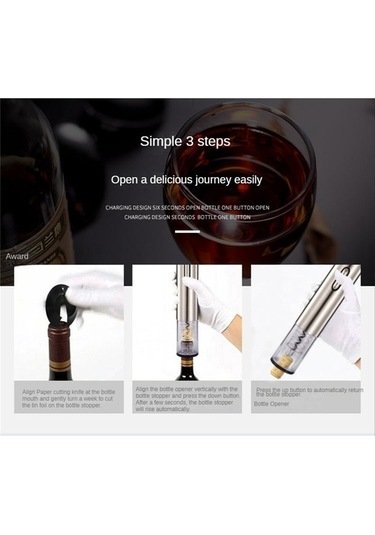 Moly Türk Elektrikli Şarap Açacağı Paslanmaz Çelik Gümüş Rl-wo60c 23x4.5cm Gümüş