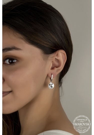 Union Swarovski Crystal Kadın Beyaz Sallantılı Gümüş Küpe