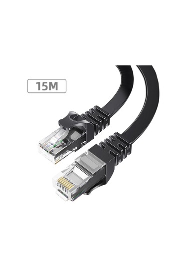 Essager  1000 Mbps Cat6 Ethernet Kablosu 15 Metre - Yuvarlak Tel Flat Wire