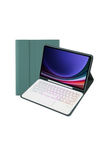 Samsung Uyumlu Galaxy Tab S9 Dokunmatik Arka Işık Bluetooth Klavye Deri Tablet Kılıfı Kalem Tutuculu