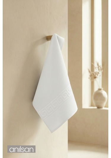 Beyaz Greek El Havlusu - 50x90 Cm, 225 Gr, %100 Pamuk, Spa Ve Otel Havlusu Beyaz