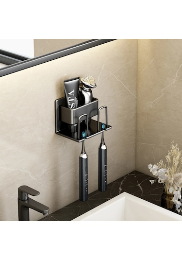 Diş Fırçası Standı Raf Organizatör Elektrikli Diş Fırçası Duvara Monte Tutucu 2-black Amerika Birleşik Devletleri Siyah