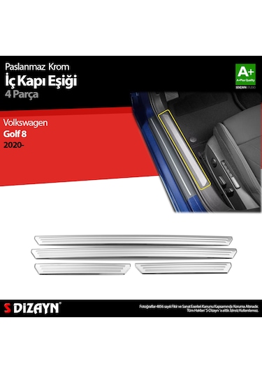 S-Dizayn VW Golf 8 HB Krom İç Kapı Eşiği 4 Prç. 2020 Üzeri