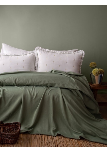 Lily Marsala Pikeli Set Yeşil Çift Kişilik Yeşil