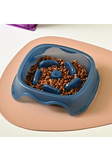 Cbtx Kare Işık Şeffaf Slow Food Evcil Hayvan Mama Kabı Köpek Maması Kedi Mama Kasesi Mavi
