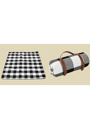 Prestigegoods 150x200cm Taşınabilir Nem Geçirmez Piknik Mat - Siyah / Gri / Beyaz Izgara, Açık Hava, Yürüyüş, Kamp Altın