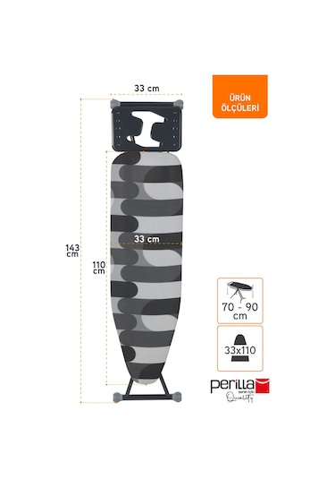 Perilla Hely Ütü Masası Antrasit