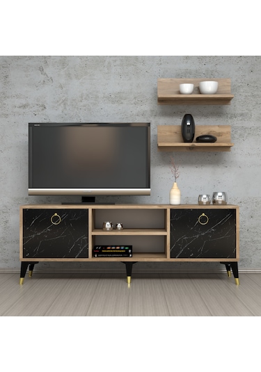 Ferniso Mobilya 138 cm Tv Ünitesi (Raflı) Çam-Mermer Desen