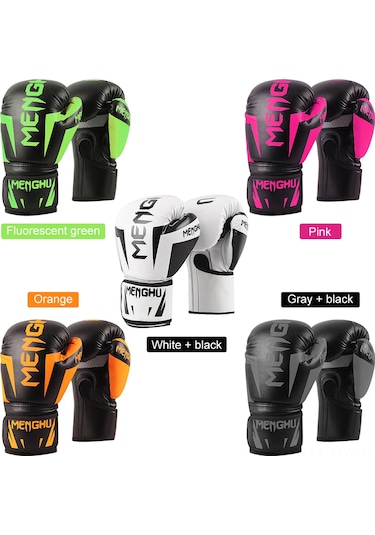 Moveevo Erkekler İçin 12oz Pu Deri Boks Eldiveni - Kaliteli Dolgu, Göğüs Ve Parmak Koruması, Havalandırmalı - Beyaz-siyah 27x16x12 Cm Çok Renkli