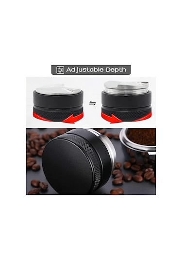 Skycity 51mm Çift Taraflı Çelik Espresso Dağıtıcı Ve Tamper, Ayarlanabilir Derinlikli Kahve Tozu Düzeltici, Delonghi Breville Portafilter Uyumlu Siyah