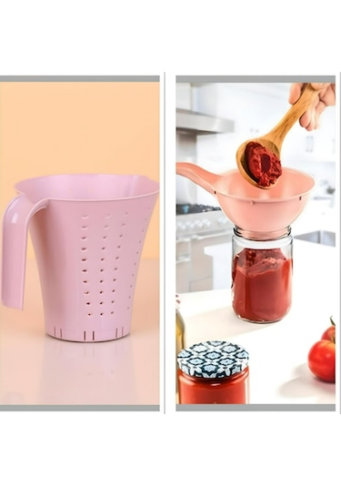 Pratik Plastik Pirinç Ve Kavanoz Süzgeçleri Pembe