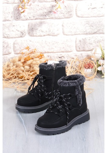 Fort Cool Lina Anatomik Sıcak Astar Kaymaz Taban Kız Çocuk Bot Siyah