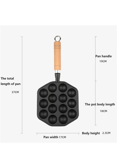 Takoyaki Pişirme Tepsisi 14 Gözlü Barbekü Plakası Elde Tutulan Pişirme Aletleri Siyah