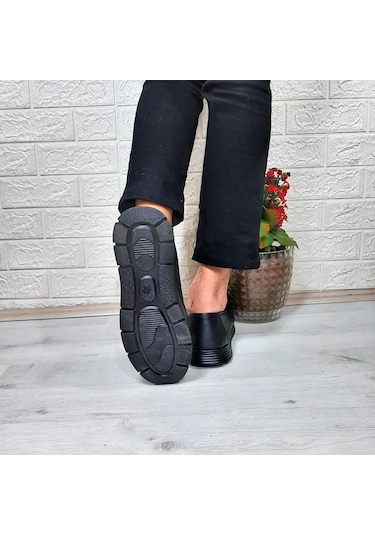 Fiyra Fth01 Siyah-siyah Hakiki Deri Fuspetli Erkek Günlük Ayakkabı 001