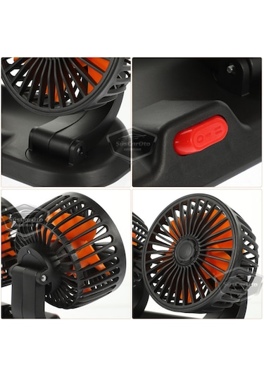 Üniversal Oto Ofis Araç İçi Torpido Üstü Vantilatör Çift Başlıklı Çakmaklık Girişli Kademeli Soğutucu Fan 360 Vantilatör 56645861