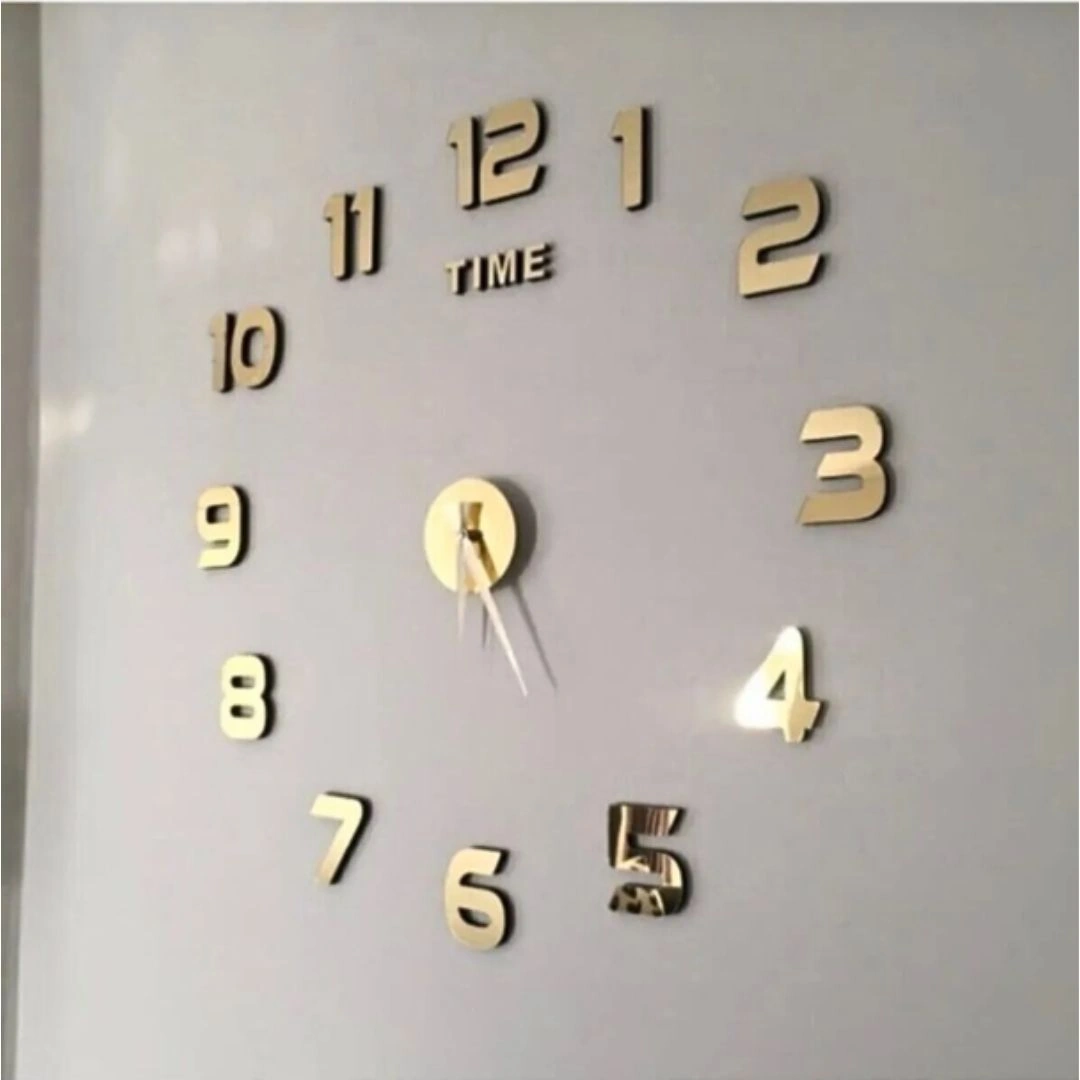 Numa Concept Duvar Saati Büyük 3D Türkçe Rakamlı Gold Altın