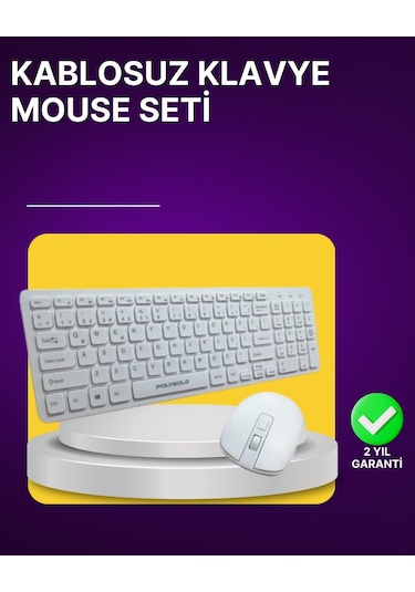 Kablosuz Klavye Mouse Seti - Ergonomik Tasarım Sessiz Kullanım Geniş Uyumluluk