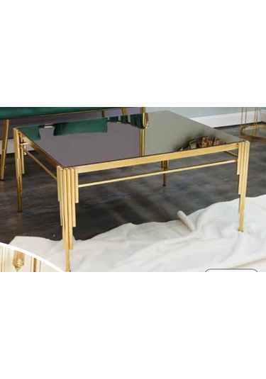 Mim Siyah - Gold Köşeli Sütun Orta Sehpa Siyah - Gold