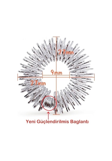 Batmayan İğneli Reiki Sujok Yüzüğü Masaj Stres Esnek Yaylı Akupunktur Yüzük Gümüş Renk Gümüş