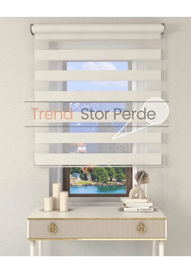 Beyaz Etek Dilimsiz Zebra Stor Güneşlik Perde Beyaz