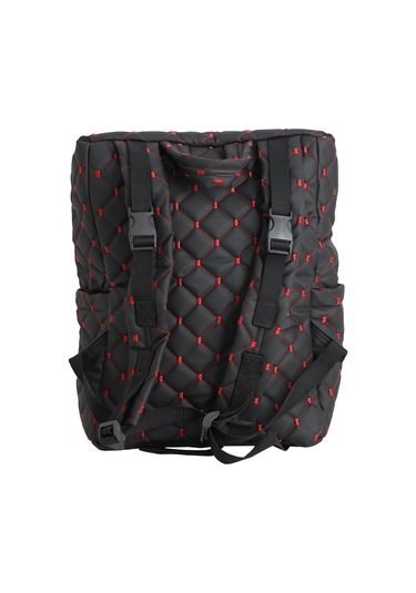 Kapitone Desenli Anne/bebek Bakım Çantası-kırmızı Nakışlı-zeybe Siyah