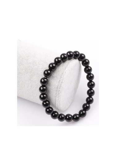 Tesbih Sakarya Siyah Parlak Oniks Taşı Doğaltaş Unisex Bileklik Siyah