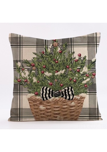 Xindoker Noel Baskılı Kumaş Yastık Kılıfı - Kardeş Ayı Geyik Desenli 45x45 Cm Keten Ev Araba Koltuk Dekorasyonu Ct196-3 Sadece Kılıf Diğer